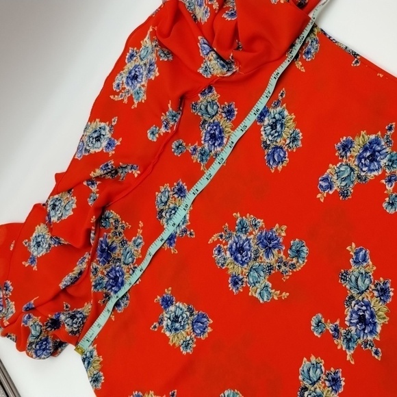 Line Up 143 Story Mini Floral Dress Red Blue Size Large - Picture 6 of 9